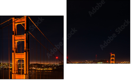 golden gate bridge at night - Obraz dwuczęściowy, Dyptyk