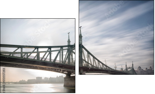 bridge in budapest - Obraz dwuczęściowy, Dyptyk
