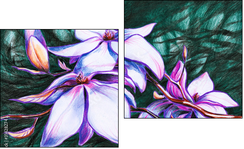 Magnolia koloru pastelowego - Obraz dwuczęściowy, Dyptyk