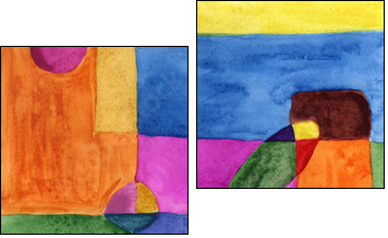 Picasso style colored hand drawing shapes. Abstraction, watercolor. Graphic abstract background. Creative art background - Obraz dwuczęściowy, Dyptyk
