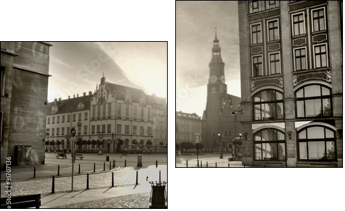 Rynek starego miasta skąpany w słońcu
 - Obraz dwuczęściowy, Dyptyk