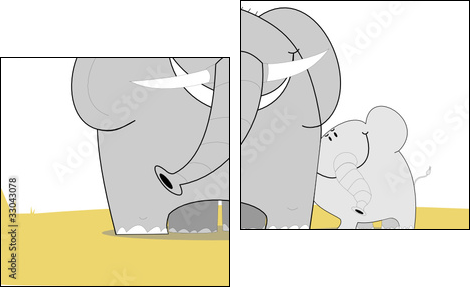Słoniowa rodzinka – maxi słoń i mini słoniątko
 - Obraz dwuczęściowy, Dyptyk