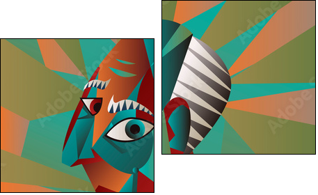 cubist great painter face portrait painting - Obraz dwuczęściowy, Dyptyk