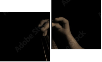 Musician playing contrabass  - Obraz dwuczęściowy, Dyptyk