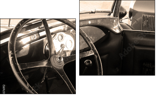 Wnętrze retro samochodu
 - Obraz dwuczęściowy, Dyptyk