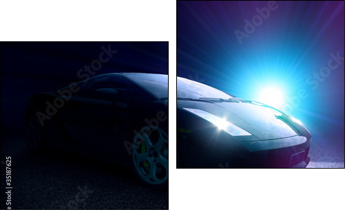 Black Sportscar  - Obraz dwuczęściowy, Dyptyk