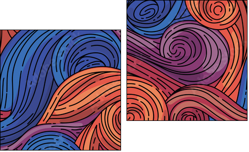 Seamless vector pattern. Van Gogh style - Obraz dwuczęściowy, Dyptyk