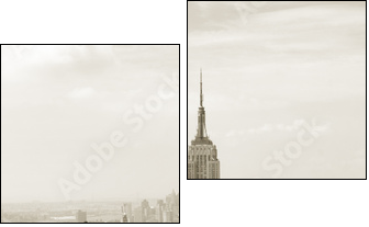 Manhattan – vintage panorama w sepii
 - Obraz dwuczęściowy, Dyptyk