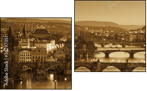Widok na Most Karola i Wełtawy, Sepia
 - Obraz dwuczęściowy, Dyptyk