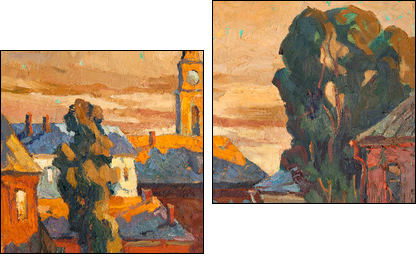 Kind on city, oil on a canvas  - Obraz dwuczęściowy, Dyptyk