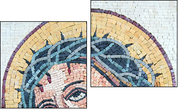 Antique Byzantine Christian mosaic portrait of Jesus Christ  - Obraz dwuczęściowy, Dyptyk