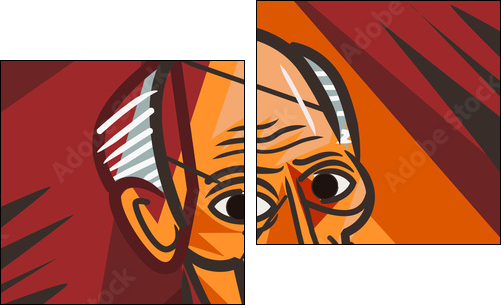cubist old man face portrait - Obraz dwuczęściowy, Dyptyk