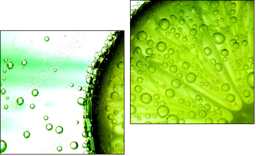 lime slice in water  - Obraz dwuczęściowy, Dyptyk
