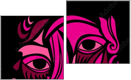 Funky Abstract Art Face - Obraz dwuczęściowy, Dyptyk