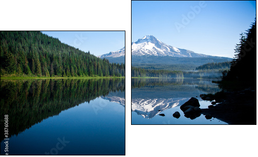 Beautiful Mountain Reflection in Lake  - Obraz dwuczęściowy, Dyptyk