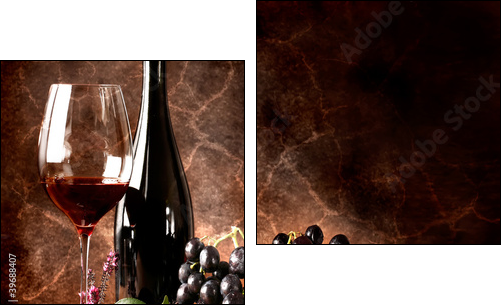 Vino rosso con grappolo di uva nera  - Obraz dwuczęściowy, Dyptyk