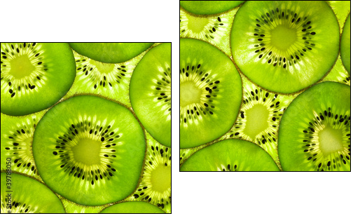 Mozaika z zielonych owoców kiwi - Obraz dwuczęściowy, Dyptyk