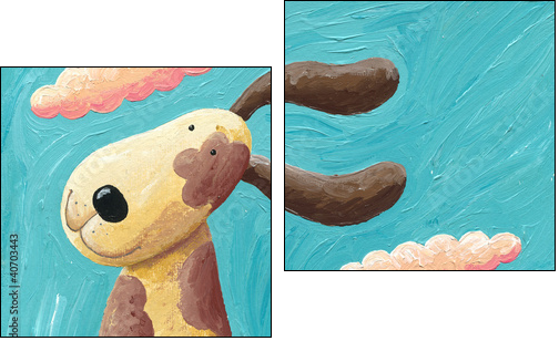 Cute dog in the wind  - Obraz dwuczęściowy, Dyptyk