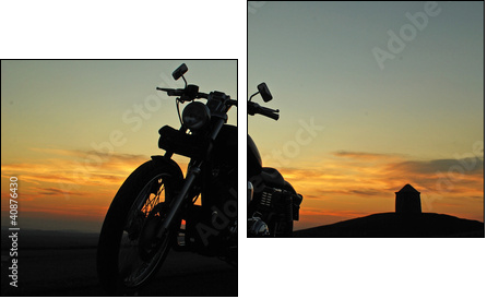 motorbike sunset  - Obraz dwuczęściowy, Dyptyk