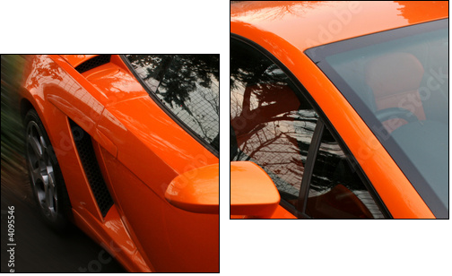 side of orange supercar  - Obraz dwuczęściowy, Dyptyk