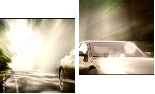 sport car on road  - Obraz dwuczęściowy, Dyptyk
