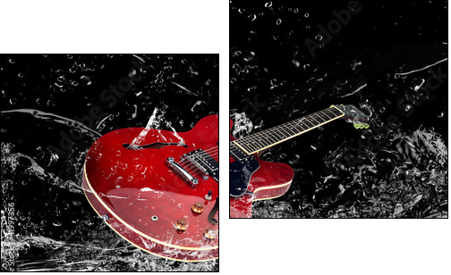 E-Gitarre mit Wasserspritzern  - Obraz dwuczęściowy, Dyptyk