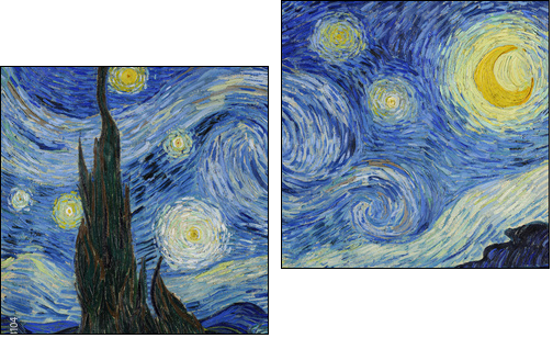 Vincent van Gogh, (1853-1890) The Starry Night, 1889, oil on canvas. Museum of Modern Art, New York City. - Obraz dwuczęściowy, Dyptyk