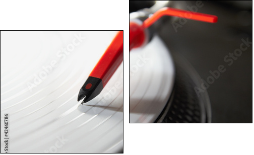 Professional turntable playing vinyl record  - Obraz dwuczęściowy, Dyptyk