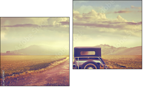Vintage travel  - Obraz dwuczęściowy, Dyptyk