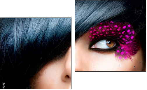 Fashion Brunette Model Portrait. Hairstyle  - Obraz dwuczęściowy, Dyptyk