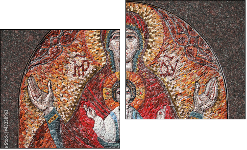 art mosaics icon of Virgin Mary and Jesus Christ  - Obraz dwuczęściowy, Dyptyk