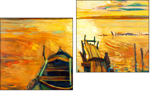 Boat and pier  - Obraz dwuczęściowy, Dyptyk