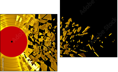 Vinyl shatter gold  - Obraz dwuczęściowy, Dyptyk