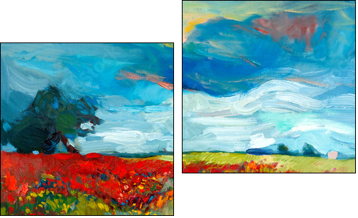 Flower fields  - Obraz dwuczęściowy, Dyptyk
