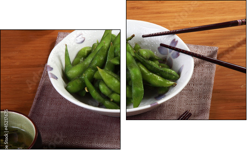 edamame cucina giapponese  - Obraz dwuczęściowy, Dyptyk