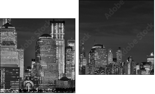 Manhattan de nuit, noir et blanc  - Obraz dwuczęściowy, Dyptyk