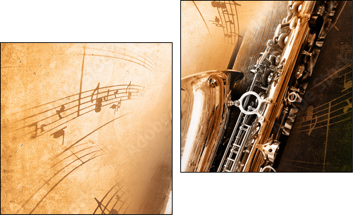 Old Saxophone with dirty background  - Obraz dwuczęściowy, Dyptyk