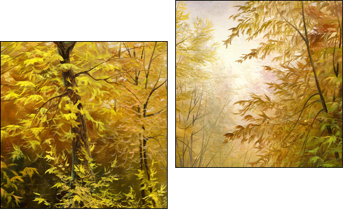 beautiful autumn landscape, canvas, oil  - Obraz dwuczęściowy, Dyptyk
