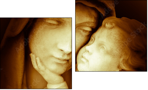 Vintage image of the virgin Mary carrying baby Jesus  - Obraz dwuczęściowy, Dyptyk