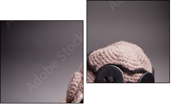 French bulldog puppy, in knit pilot helmet  - Obraz dwuczęściowy, Dyptyk