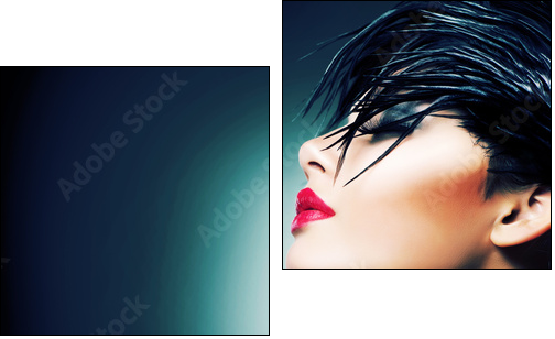 Fashion Art Portrait Of Beautiful Girl. Vogue Style Woman  - Obraz dwuczęściowy, Dyptyk
