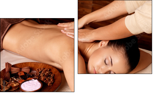 Woman having massage in the spa salon  - Obraz dwuczęściowy, Dyptyk
