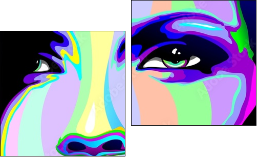 Girl's Portrait Psychedelic Rainbow-Viso Ragazza Psychedelico  - Obraz dwuczęściowy, Dyptyk