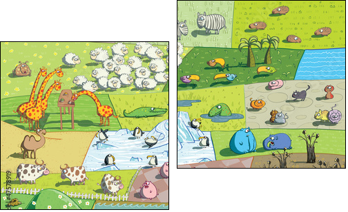 ZOO Landscape  - Obraz dwuczęściowy, Dyptyk