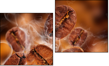 Płonące ziarna świeżej kawy  - Obraz dwuczęściowy, Dyptyk