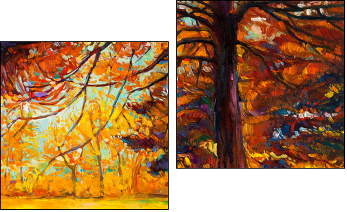 Autumn tree  - Obraz dwuczęściowy, Dyptyk