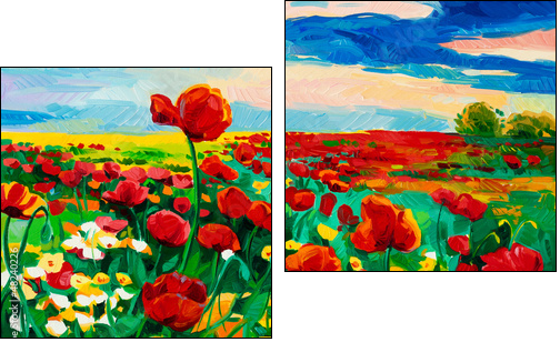 Poppy fields  - Obraz dwuczęściowy, Dyptyk