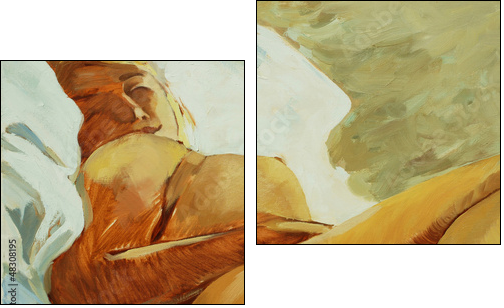 sleeping woman, picture oil on a canvas,  illustration  - Obraz dwuczęściowy, Dyptyk