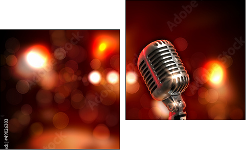 audio microphone retro style  - Obraz dwuczęściowy, Dyptyk