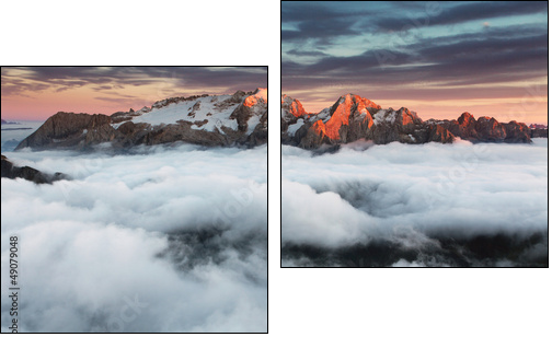 Beautiful spring landscape in the mountains. Sunset - Italy Dolo  - Obraz dwuczęściowy, Dyptyk